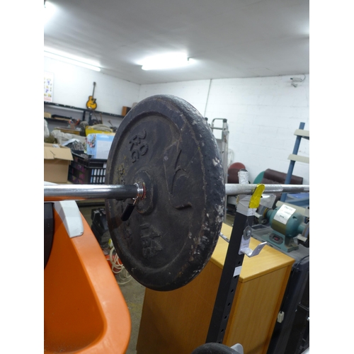 2202 - A large quantity of weight lifting equipment including 6 dumbbells, 2 plates, bar bell, etc.