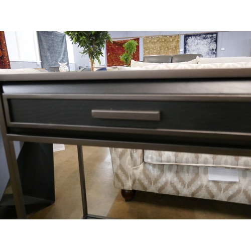 1305 - A black industrial style two drawer console table