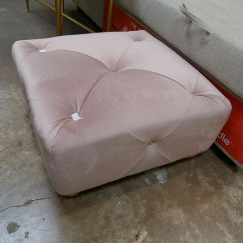 1402 - Pink velvet buttoned footstool