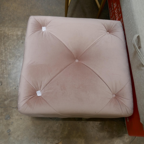 1402 - Pink velvet buttoned footstool