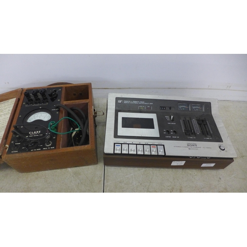 2107 - A Claire V133 loop tester and a Sony TC-1365D stereo cassette-corder