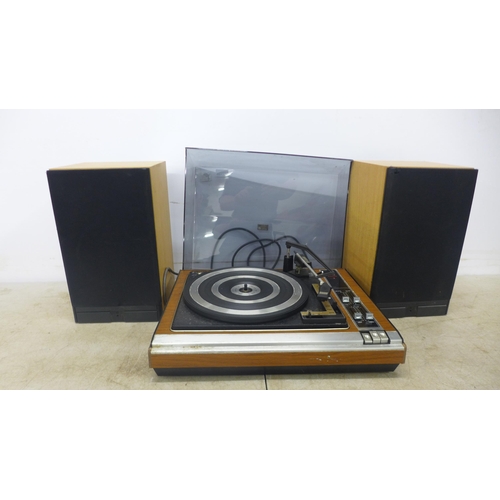 2109 - An ITT KA1026 record player and a pair of Mordaunt-Short speakers