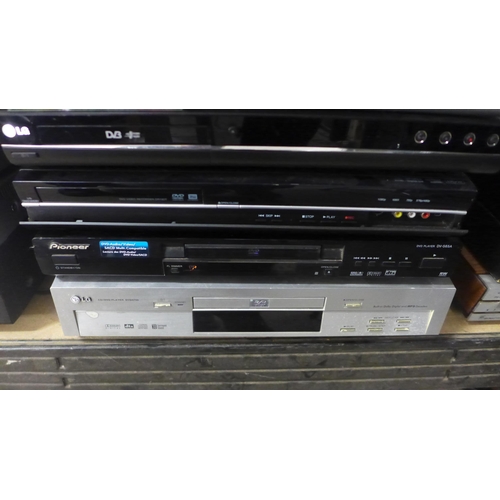 2113 - A quantity of DVD players including Philips DVDR 70, LG, Toshiba DR19DT, Pioneer DV-565A and LG DVD4... 