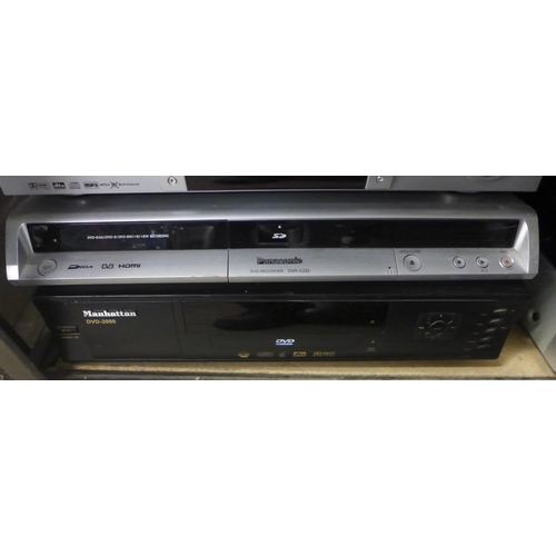 2114 - A quantity of DVD players including Manhattan DVD-200, Panasonic DMR-EZ25, Logix 3300D, Panasonic SA... 