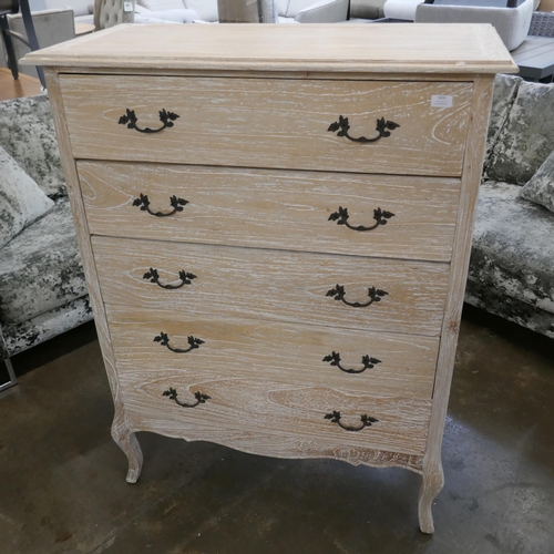 1416 - A limed ash chest of five drawers