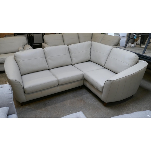 1425 - Grey stone leather corner sofa