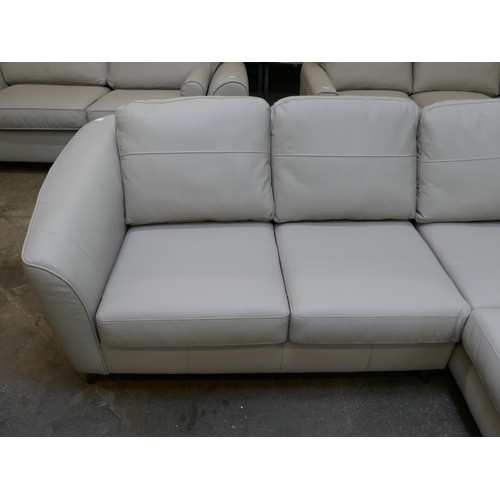 1425 - Grey stone leather corner sofa