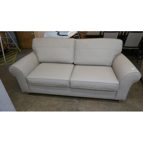 1426 - Grey stone leather three seater sofa