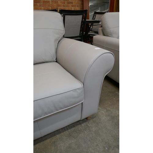 1426 - Grey stone leather three seater sofa