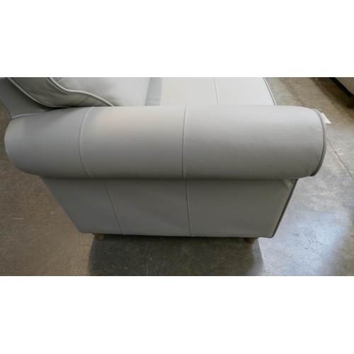 1426 - Grey stone leather three seater sofa