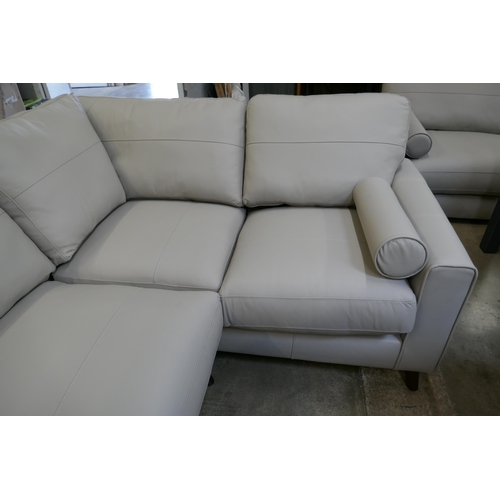 1427 - Grey stone leather corner sofa