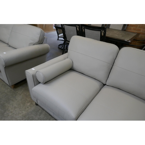 1427 - Grey stone leather corner sofa