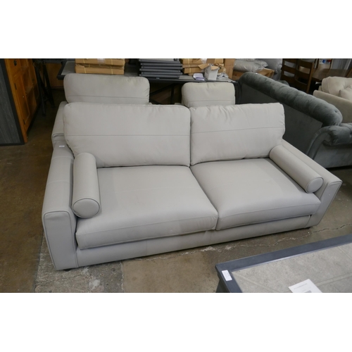 1429 - Grey stone leather three seater sofa, two seater sofa and armchair