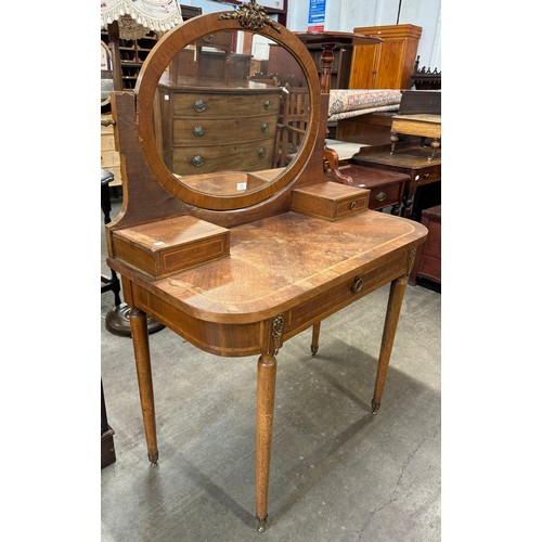 228 - A French Louis XVI style inlaid rosewood and ormolu mounted dressing table