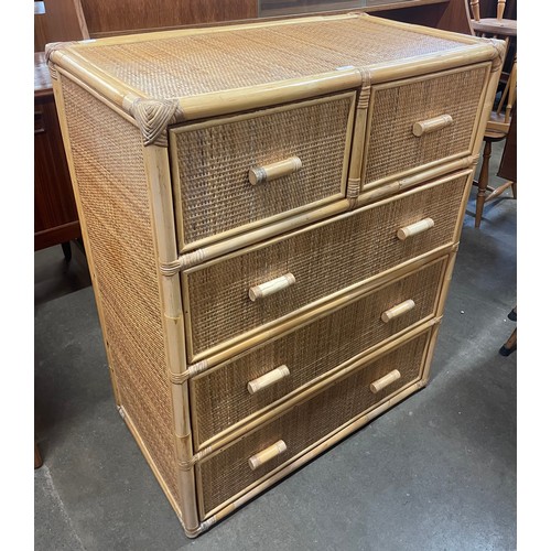 87 - An Italian style bamboo and rattan chest of drawers