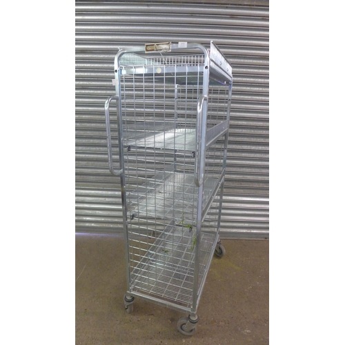 2153 - A 4 tier galvanized steel catering trolley