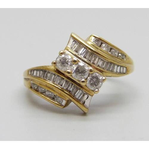 1018 - A 10k gold and diamond set ring, 3.2g, N/O