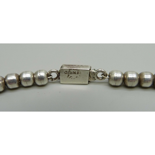 1043 - A 1940s Mexican Taxco silver ball necklace, 84g, 50cm