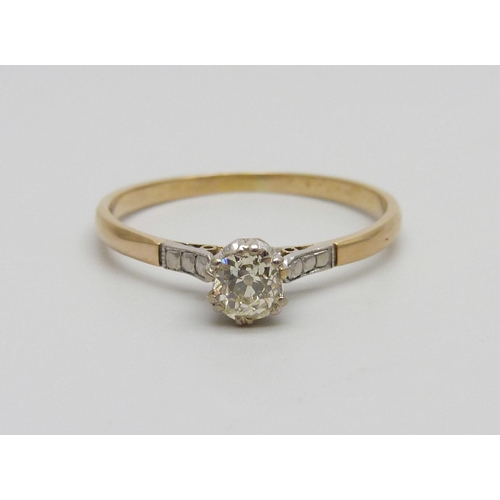 1045 - An 18ct gold diamond solitaire ring, marked 18ct, approximately 0.5ct, 2.2g, X