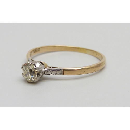 1045 - An 18ct gold diamond solitaire ring, marked 18ct, approximately 0.5ct, 2.2g, X