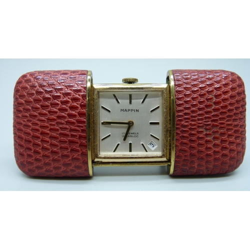 1053 - A Mappin snake skin effect vintage purse watch