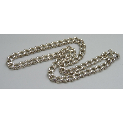 1086 - A silver curb chain, 46cm, 68g