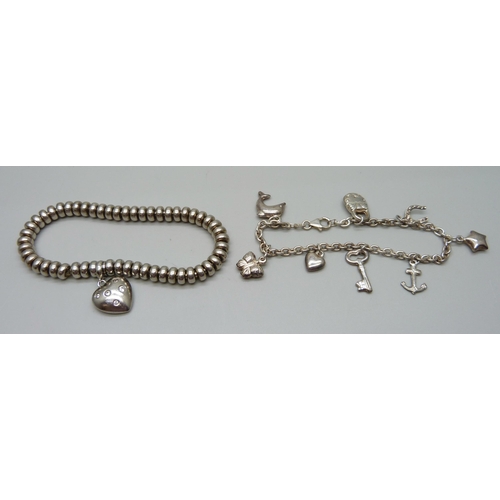 1104 - Two silver bracelets, 37g