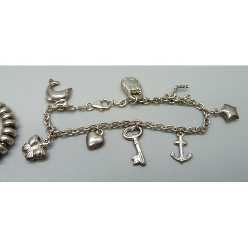 1104 - Two silver bracelets, 37g