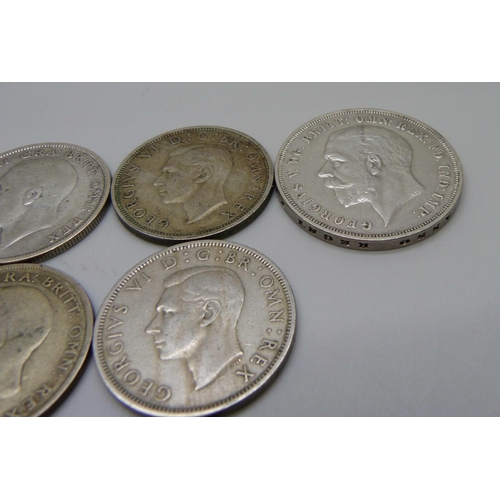 1105 - Two crowns, 1935 and 1937, a collection of half crowns including Edward VII and three pre-1947