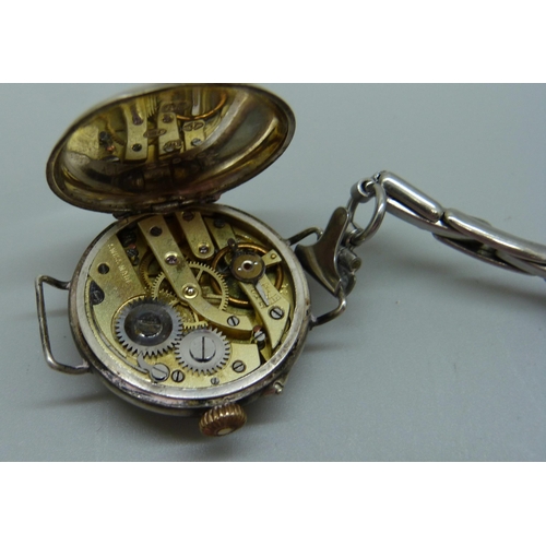 1122 - A silver cased wristwatch, GS, London import mark, 1917