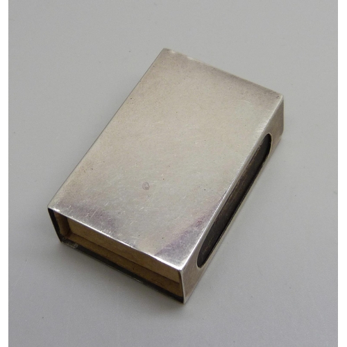 1140 - A silver matchbox holder, Birmingham, 1936, 13.3g