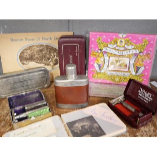 1148 - Assorted items; Tim's Telescopic View, Her Majesty's Coronation, unopened, an autograph album, 25 ca... 