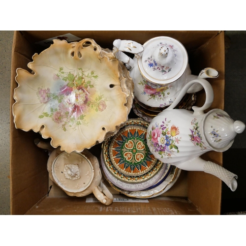 1156 - Two boxes of mixed decorative tea wares, etc. **PLEASE NOTE THIS LOT IS NOT ELIGIBLE FOR IN-HOUSE PO... 