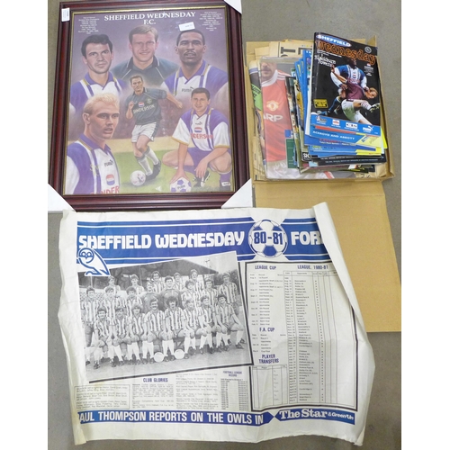 1162 - 1980s and 1990s Sheffield Wednesday football programmes, newspaper supplements, a print, etc. **PLEA... 