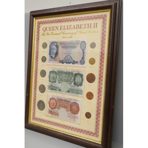 616 - Queen Elizabeth II, The Pre-Decimal Currency of Great Britain 1953-1971, framed and mounted