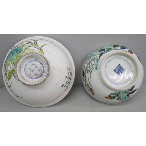 626 - Two Chinese bowls, both a/f