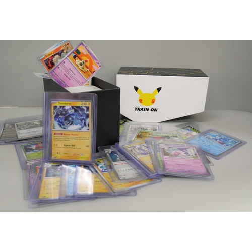 630 - Over 600 Pokémon cards including holographic (some in protective top loads including Black Star rare... 