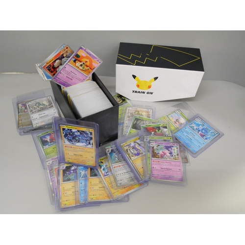 630 - Over 600 Pokémon cards including holographic (some in protective top loads including Black Star rare... 