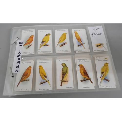 652 - Cigarette cards, eight complete Players sets, including Aviary & Cage Birds, Poultry, Horse Racing, ... 