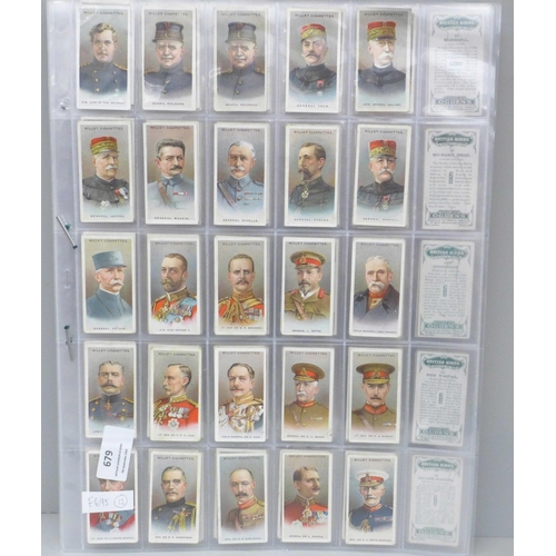 679 - Cigarette cards - eight sets of cigarette cards, including Wills Allied Army Leaders, Ogdens British... 