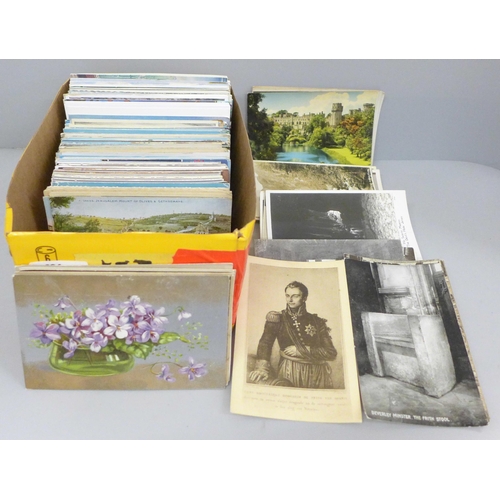 694 - Postcards; a box of postcards, vintage to modern