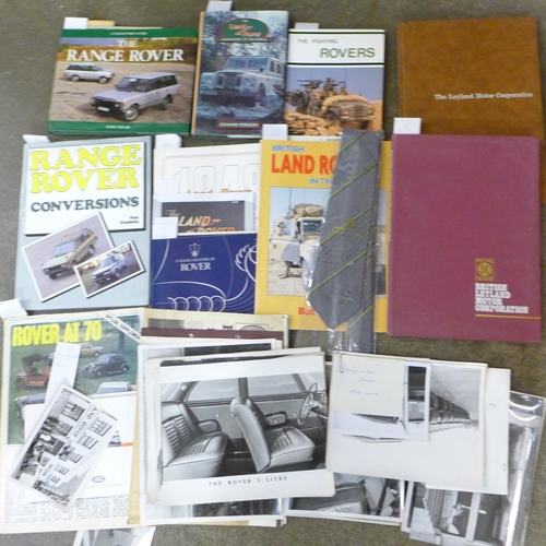 721 - A collection of Land Rover related items, mainly books, patches and some ties and photographs