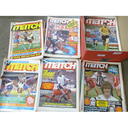 723 - A box containing a quantity of 1970s Striker, Goal and Match Weekly magazines