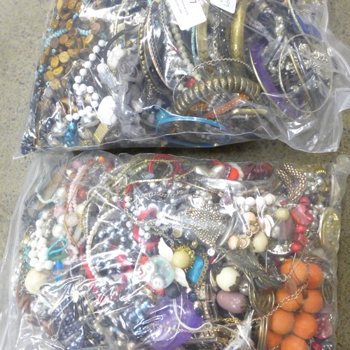 727 - Two bags of costume jewellery