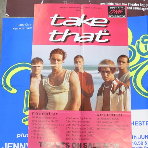 728 - Five posters; Take That, Van Morrison, Shakin' Stevens, Beach Boys and Bobby Womack