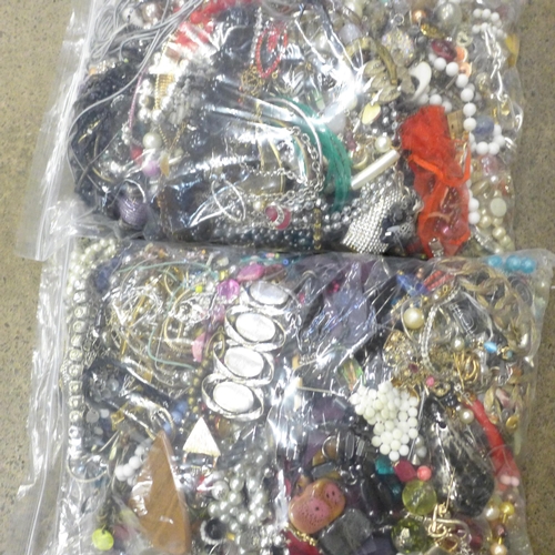 736 - Two bags of costume jewellery