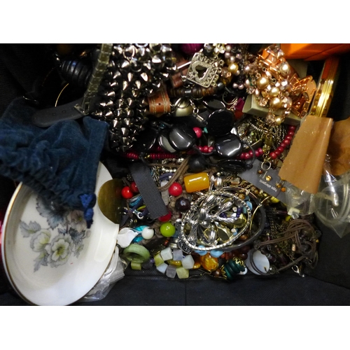 740 - A collection of costume jewellery with watches, stone set jewellery and vintage, etc.