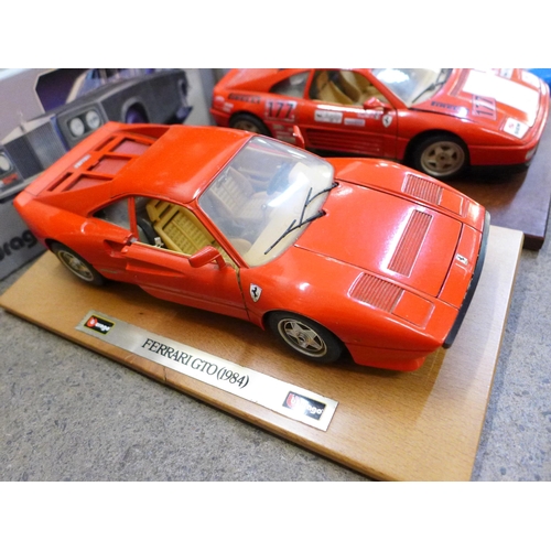 756 - Six Bburago die-cast models and some motorcycles