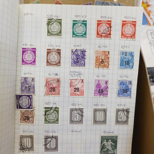 761 - Stamps; a box of stamps, covers, etc.