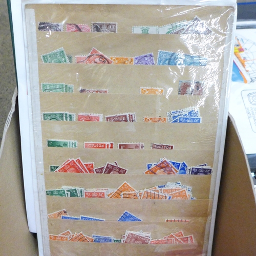 761 - Stamps; a box of stamps, covers, etc.